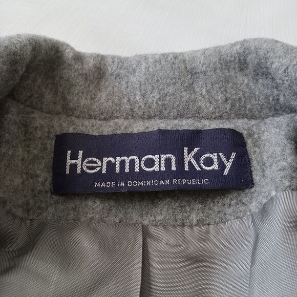Herman Kay Vintage Gray Wool Blend Classic Button Front Peacoat Women's Size 10 - Picture 4 of 12